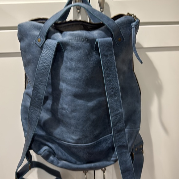 Brand new leather backpack in a dusty blue will hold a 15 inch laptop - Picture 3 of 9